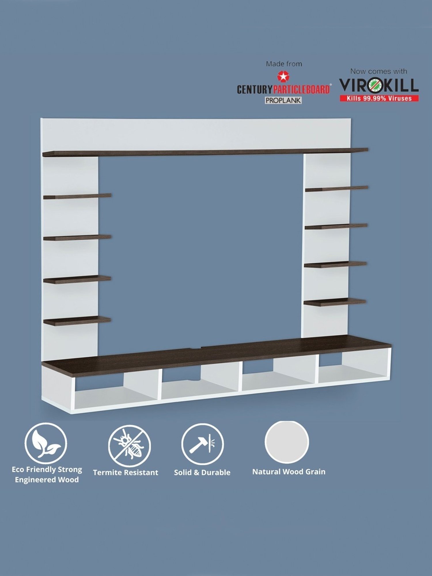 Delite Kom Flex Flowery Wenge & Acacia Dark Engineered Wood TV Entertainment Unit