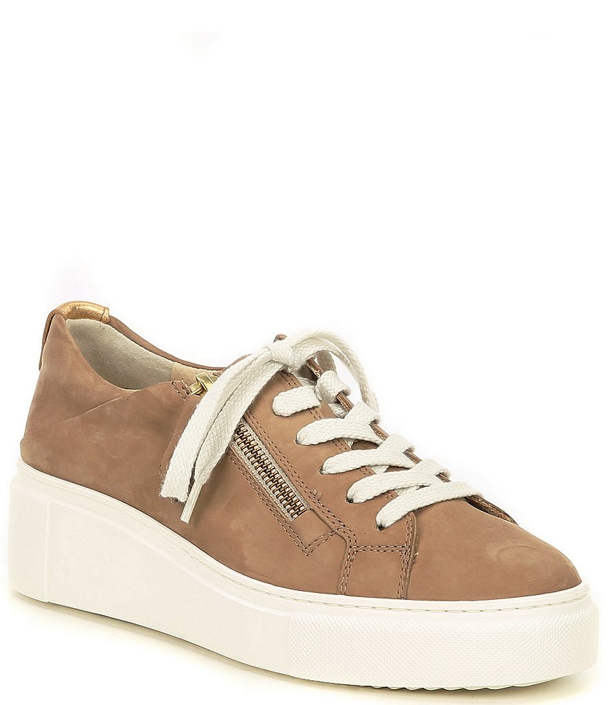 Paul Green Denim Suede Lace-Up Wedge Sneakers