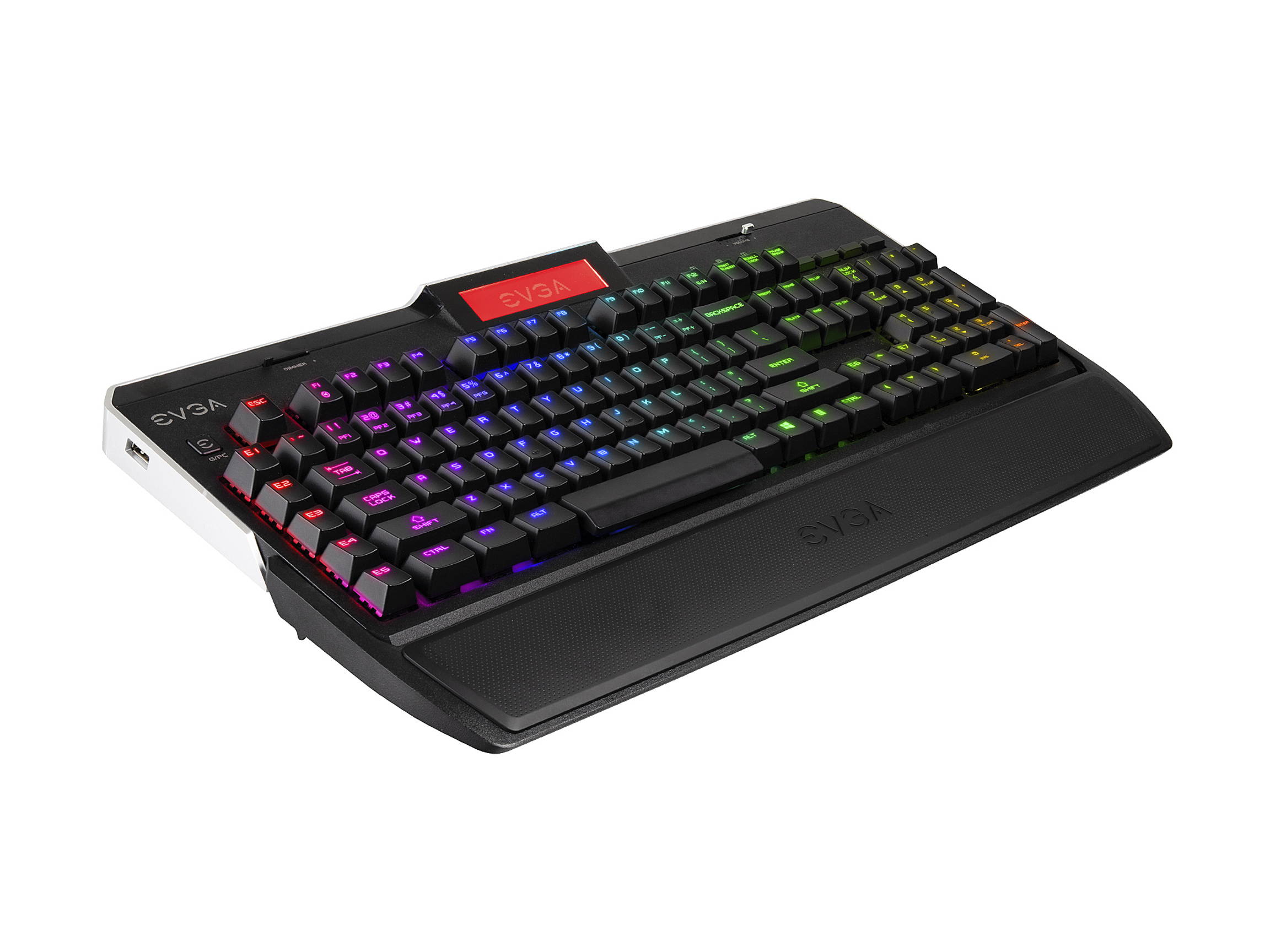 EVGA Z10 Gaming Keyboard, Red Backlit LED, Mechanical Blue Switches, Onboard LCD Display, Macro Gaming Keys
