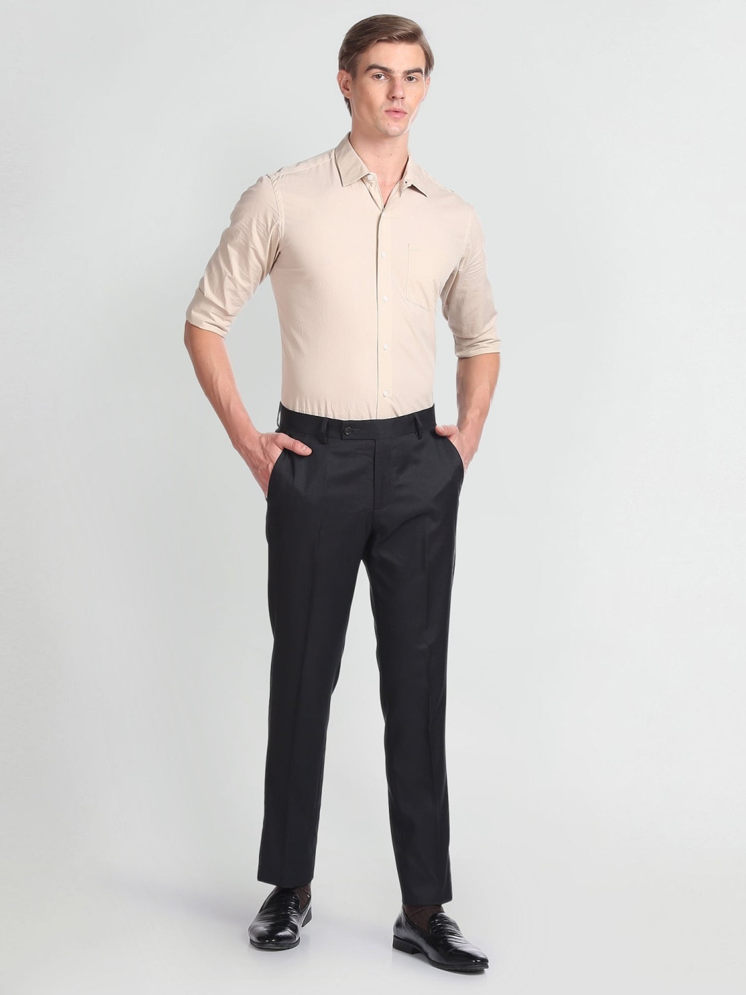 Arrow Z Black Regular Fit Trousers