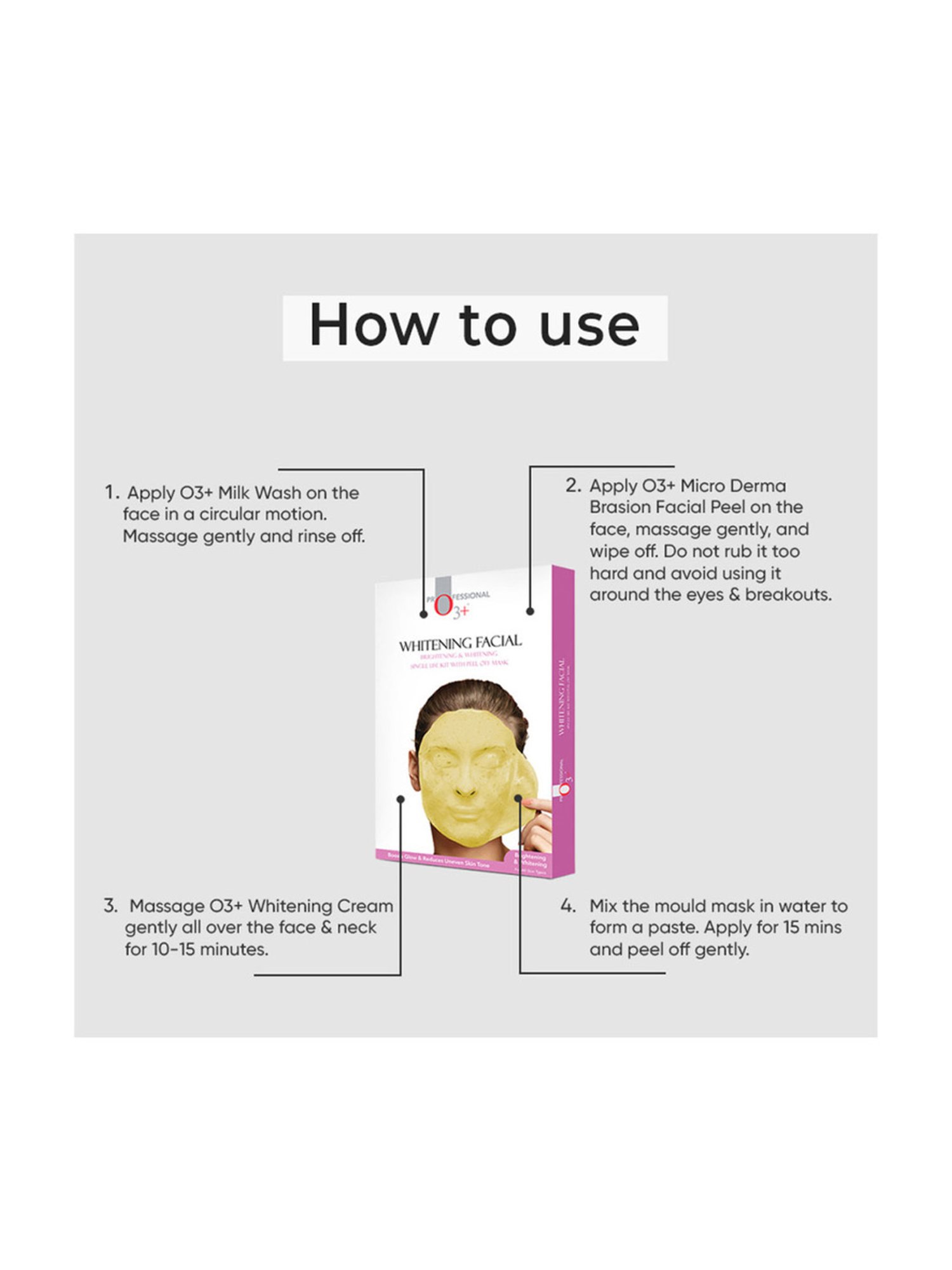 O3+ Whitening Facial Kit withBrightening & WhiteningPeel Off Mask - 45 gm