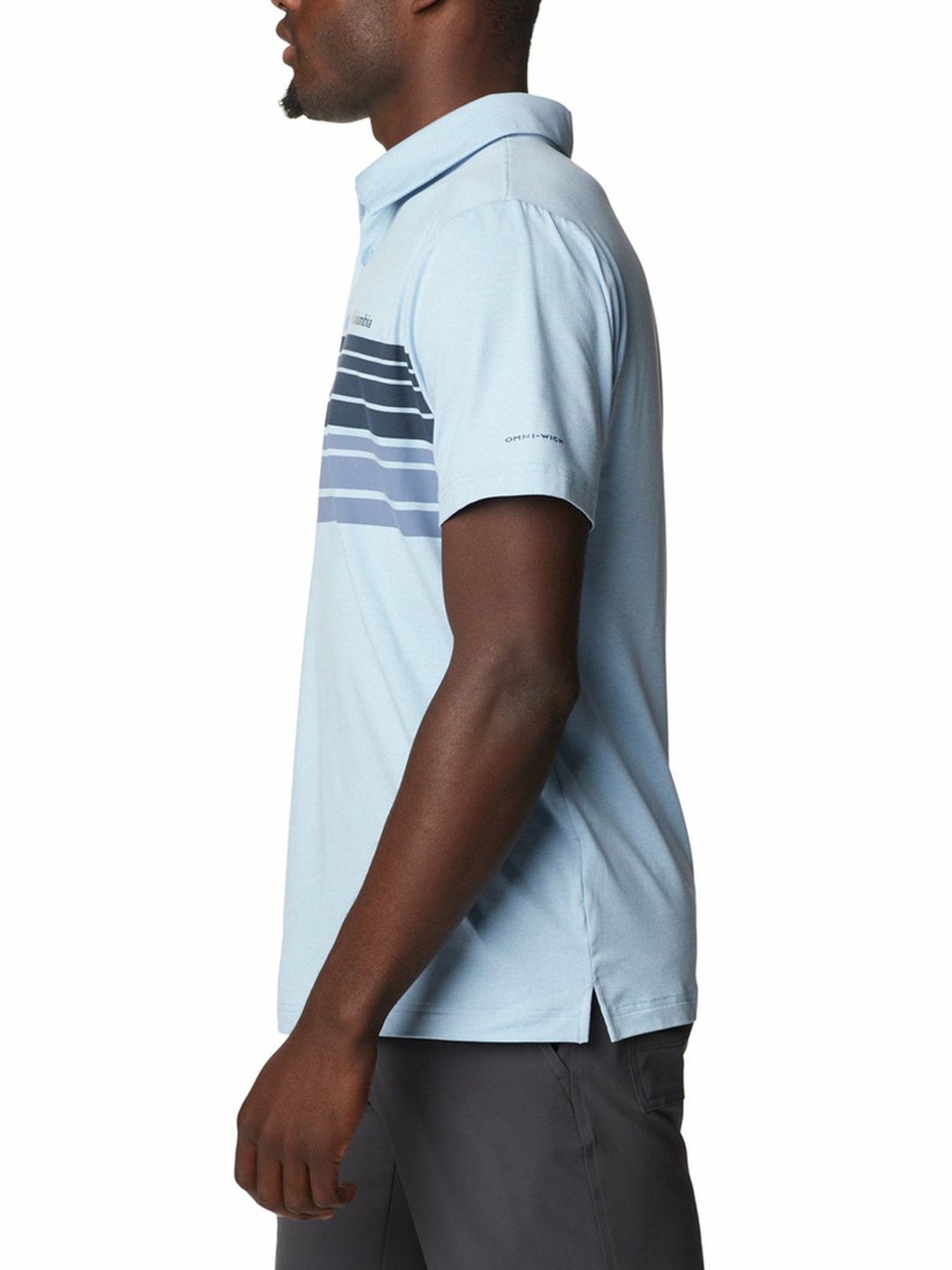 Columbia Men Blue Tech Trail Novelty Polo T-Shirt