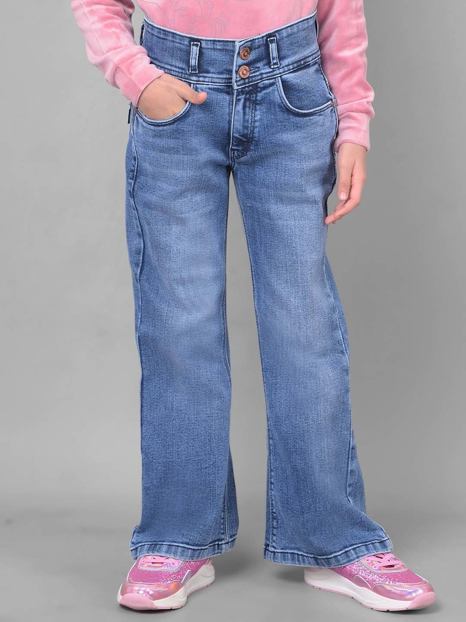 Crimsoune Club Girls Blue Bootcut Fit Jeans