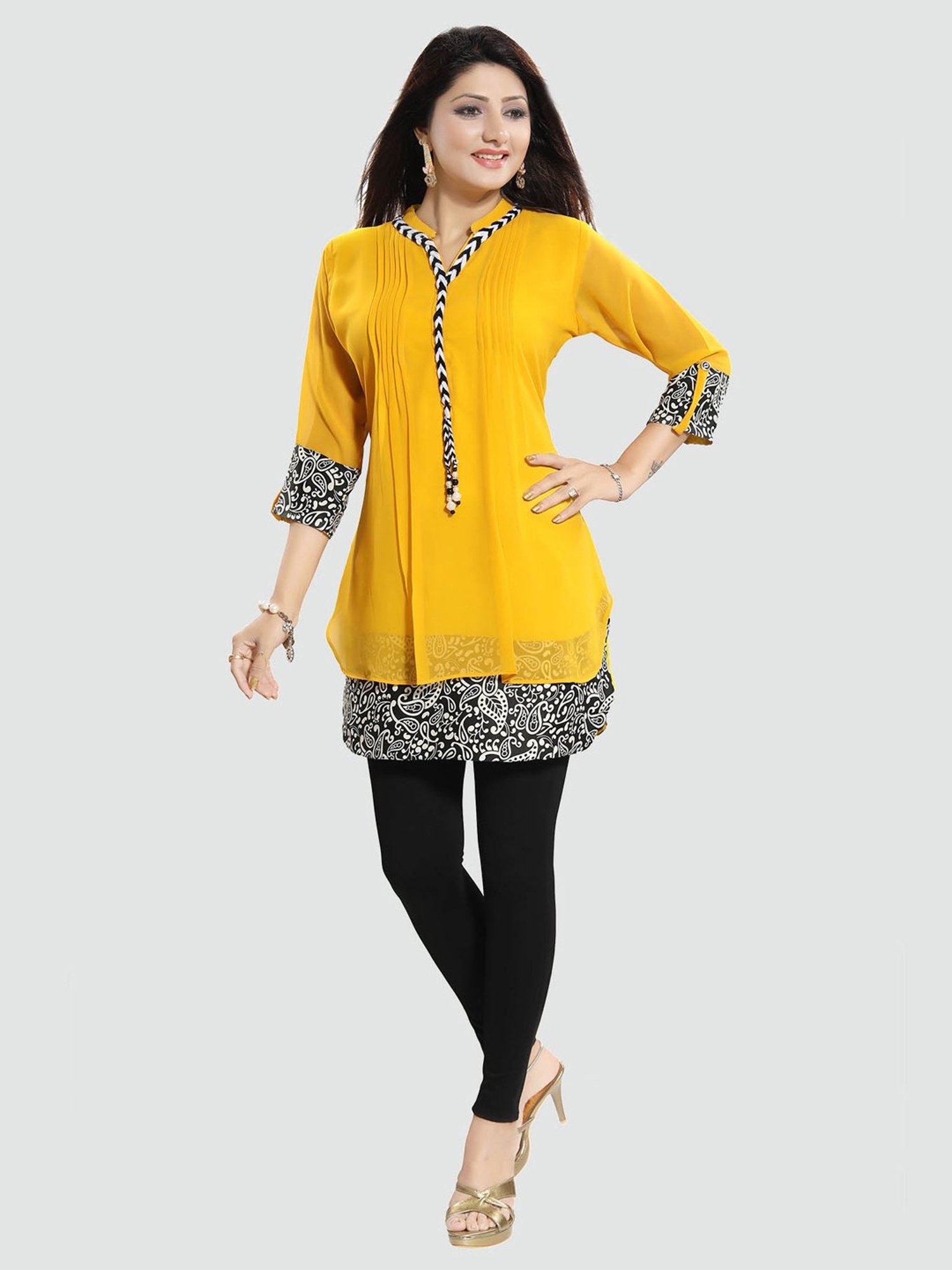 Saree Swarg Yellow Embellished Tunic