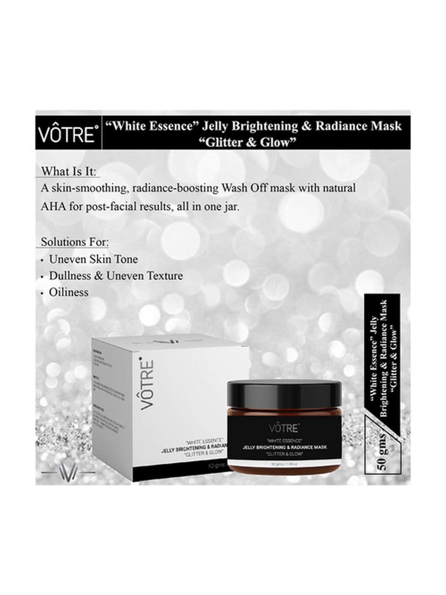 Votre Jelly Brightening & Radiance Mask White Essence Glitter & Glow - 50 gm