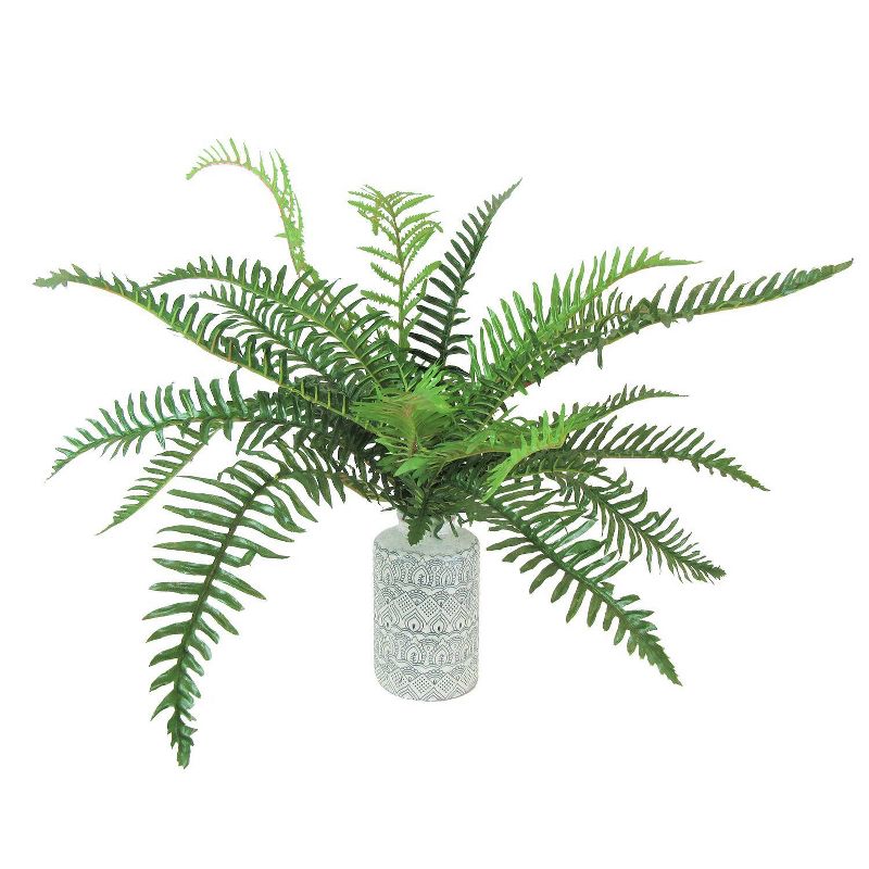 36" x 24" Artificial River Fern Plant in Vase Black/White - LCG Florals
