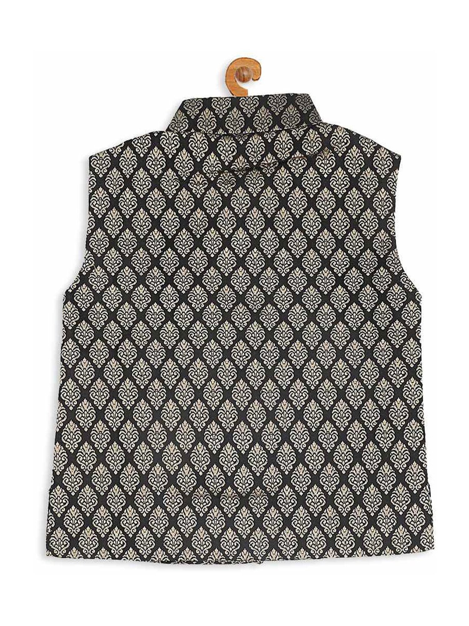 VASTRAMAY SISHU Black & Gold Printed Nehru Jacket