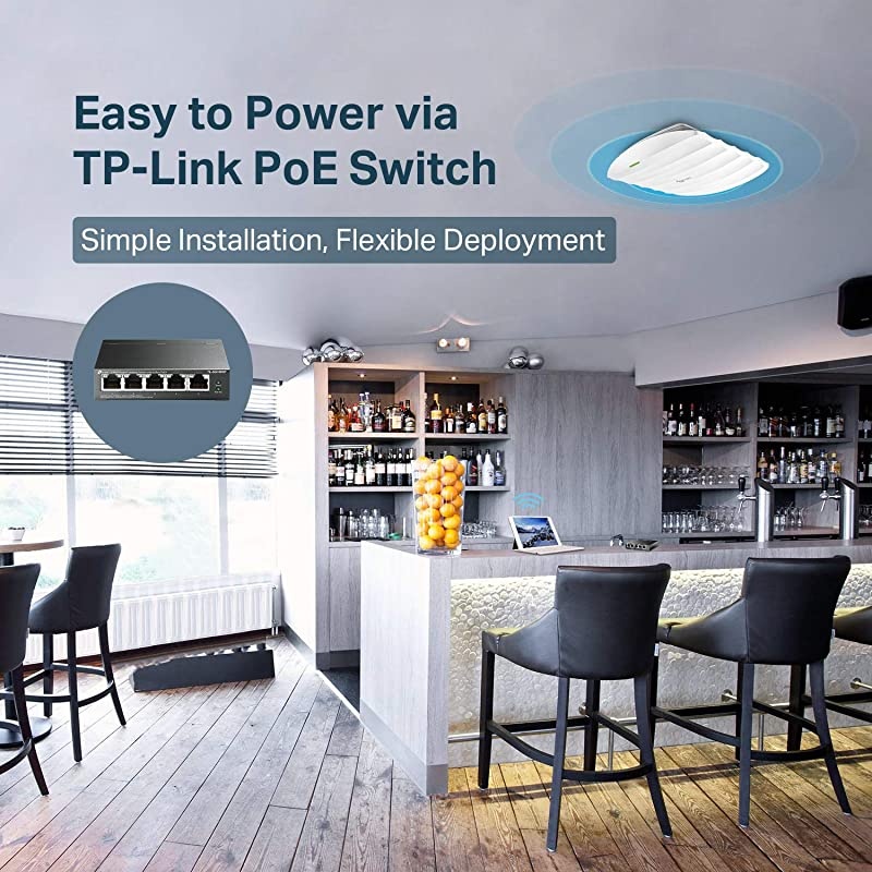 Omada AC1350 Gigabit Ceiling Mount Wireless Access Point | Business Mesh WiFi Solution | MUMIMO Seamless Roaming | PoE Powered | SDN Cloud Access Omada app for Easy Management EAP225