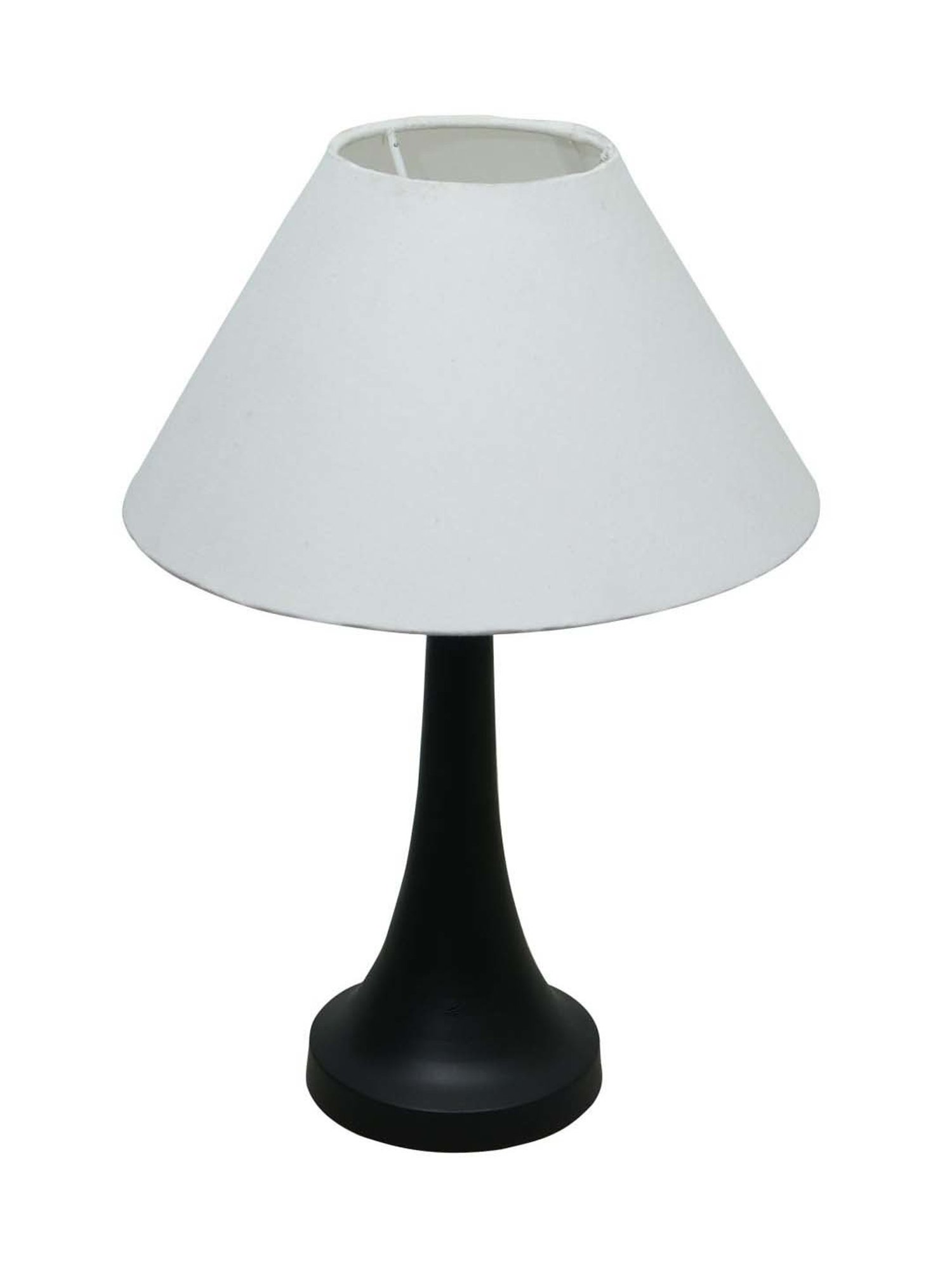 Homesake White & Black Metal Cone-Shaped Table Lamp With Fabric Shade