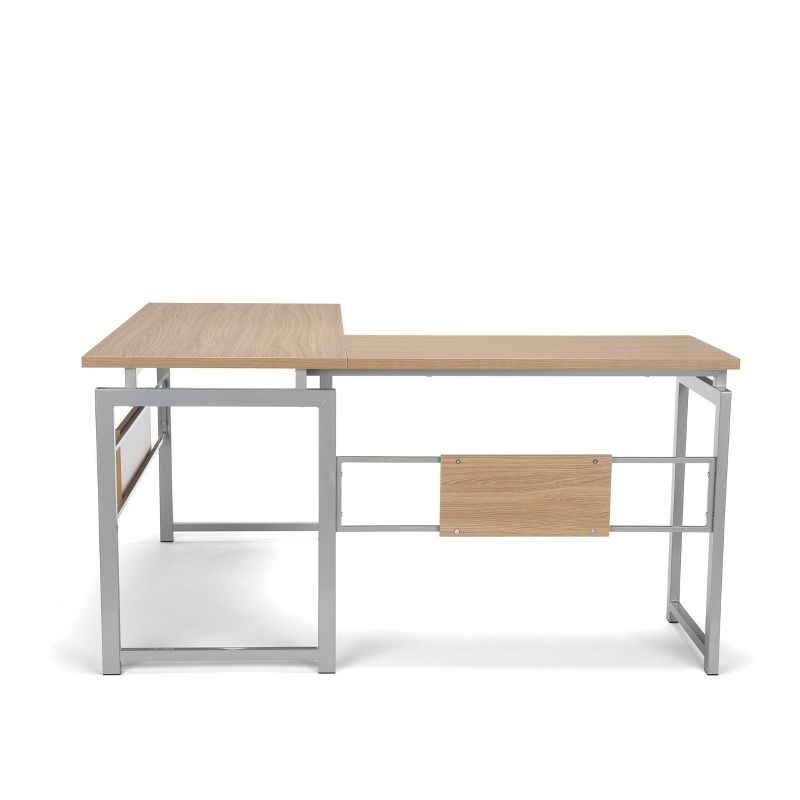 L Desk with Metal Legs Harvest Brown/Silver - OFM