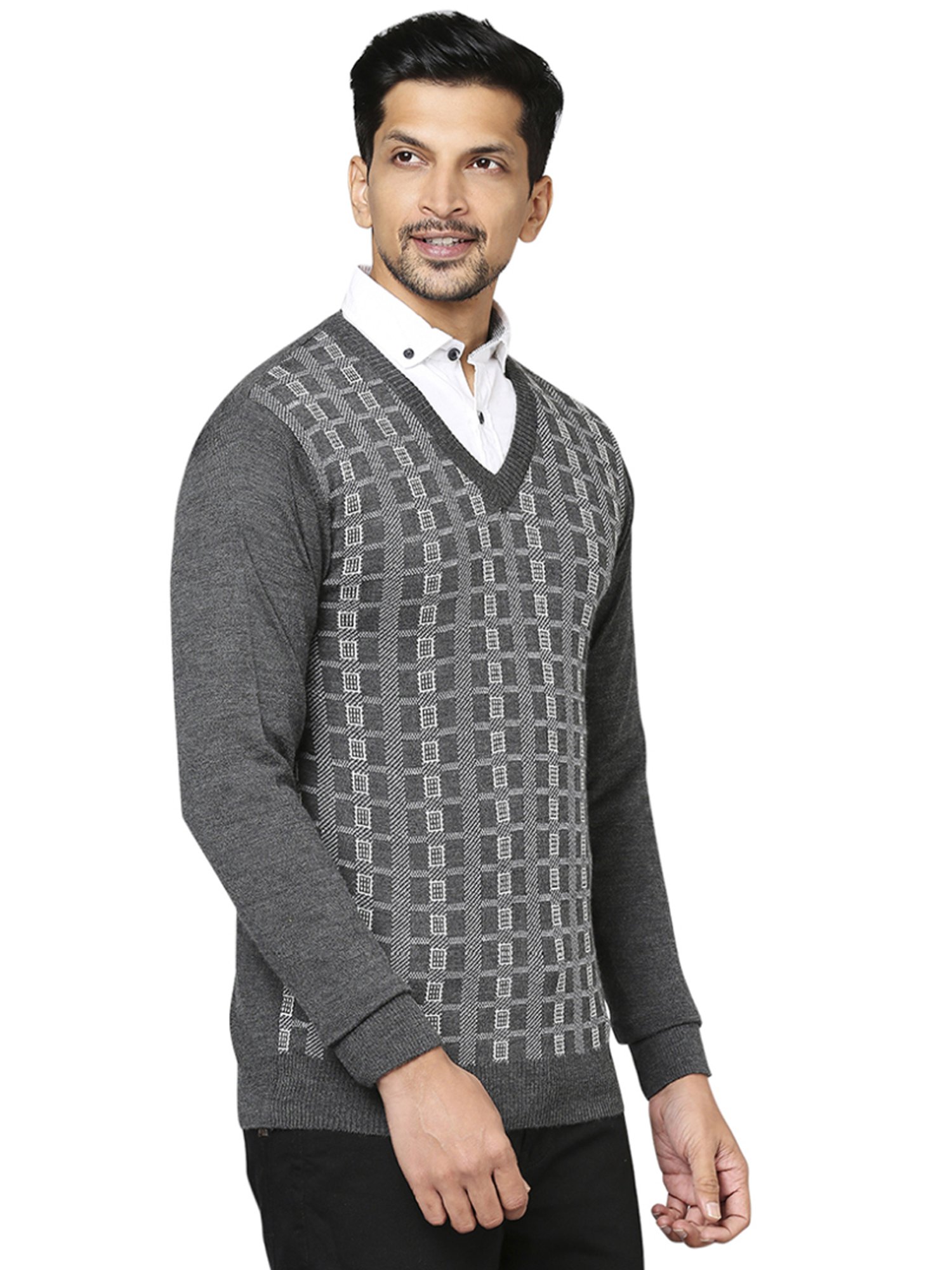 Raymond Grey  Regular Fit Printed Sweaters