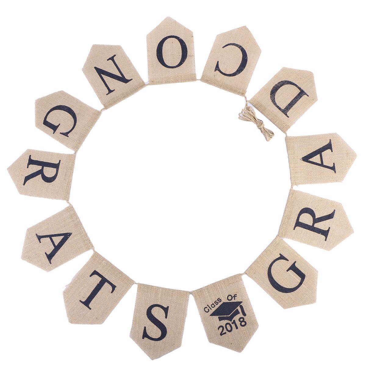 3.5M CONGRATS GRAD Doctorial Hat Burlap Banners Graduation Bunting Banner for Party Decoration