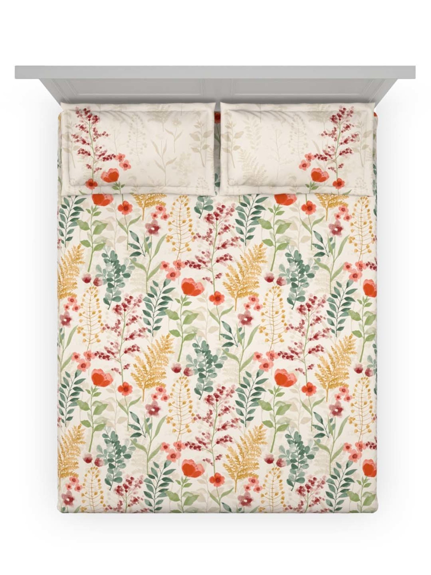 Ddecor Live beautiful Primary Red 144 TC Cotton Queen Bedsheet with 2 Pillow Covers