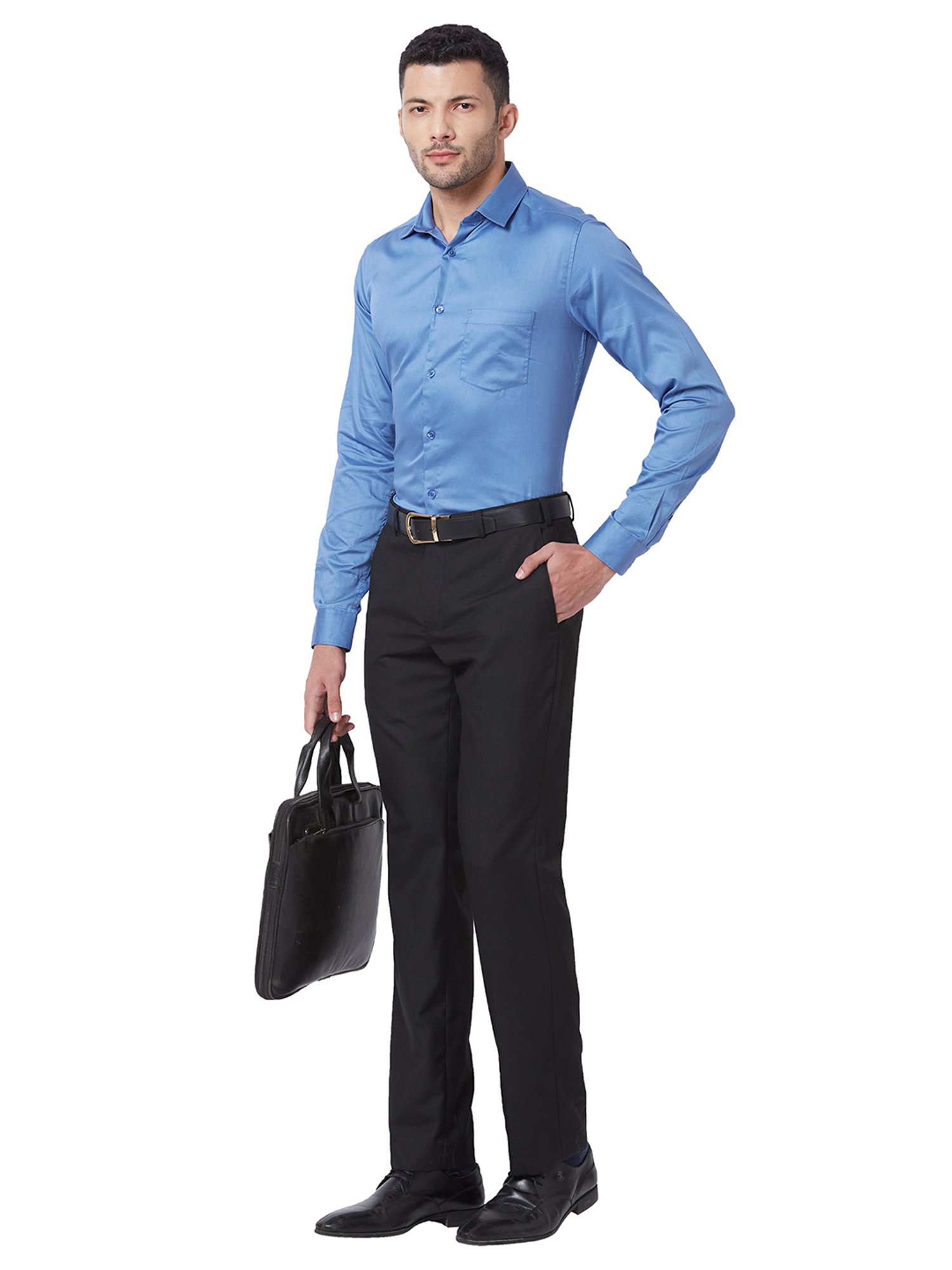 Kenneth Cole Blue Slim Fit Cotton Shirt