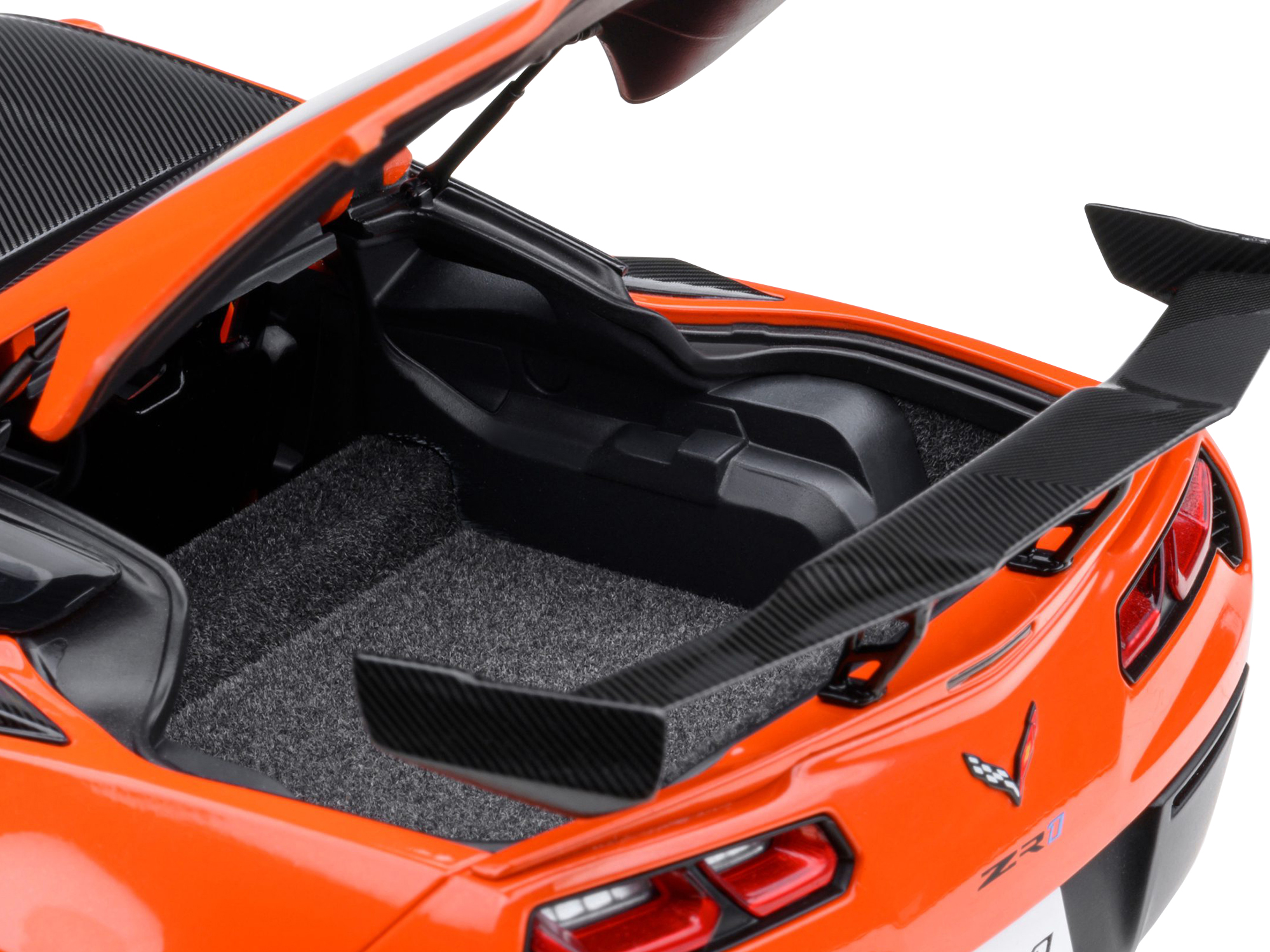 2019 Chevrolet Corvette Z06 Sebring Orange with Black Hood "Sports Cars" Series 1/64 Diecast Model Car by Auto World