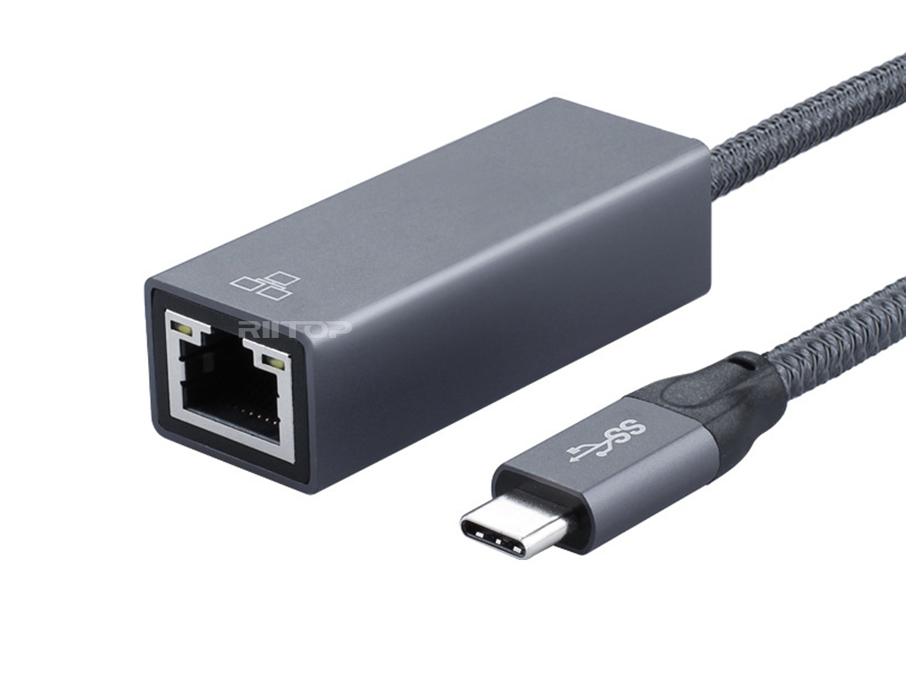 USB C Network Adapter, RIITOP USB 3.1 Type C to Gigabit Ethernet NIC Network Adapter 10/100/1000Mbps - Grey Aluminum Design