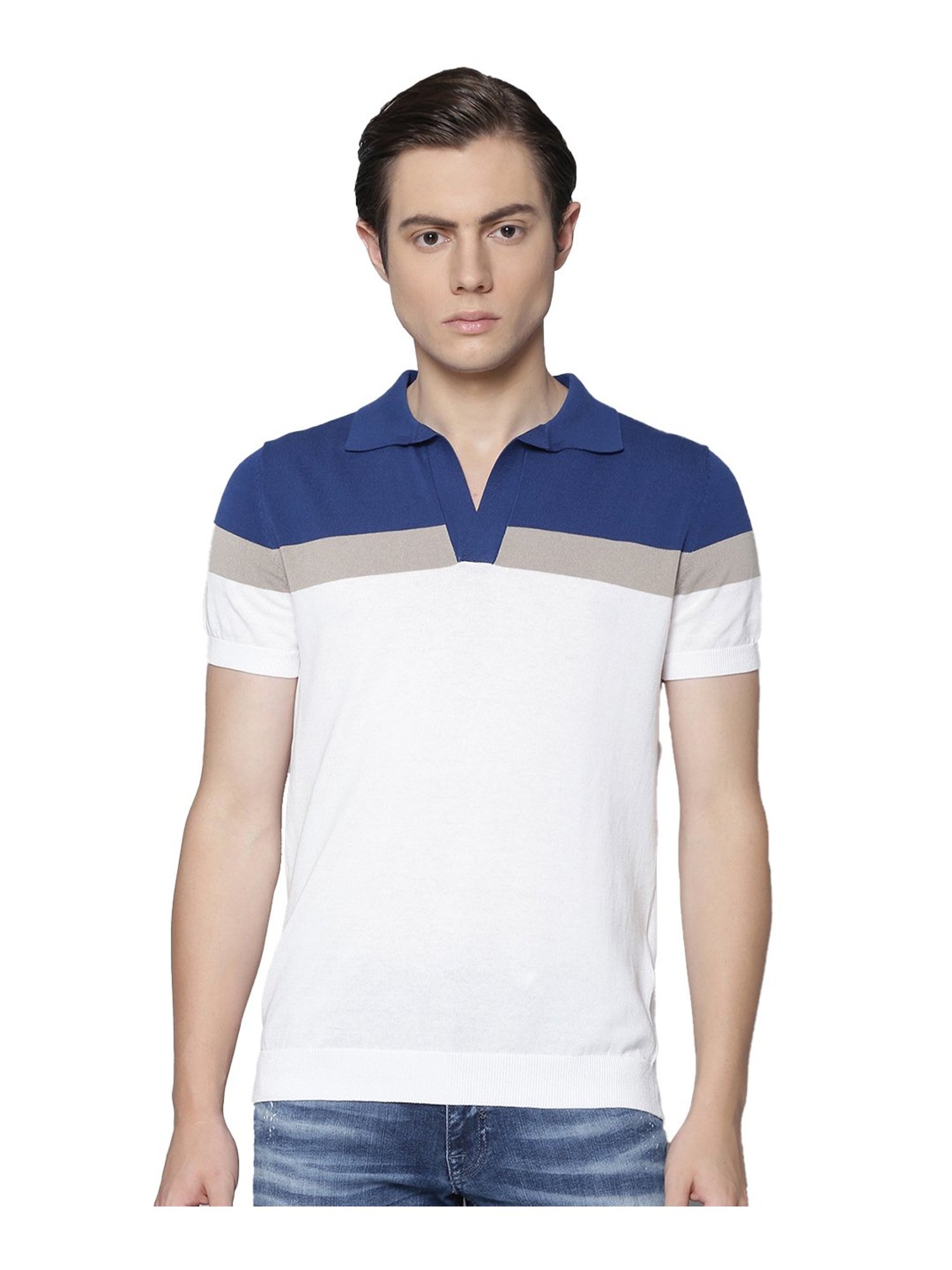 Antony Morato Blue & White Colour-Block Polo T-Shirt