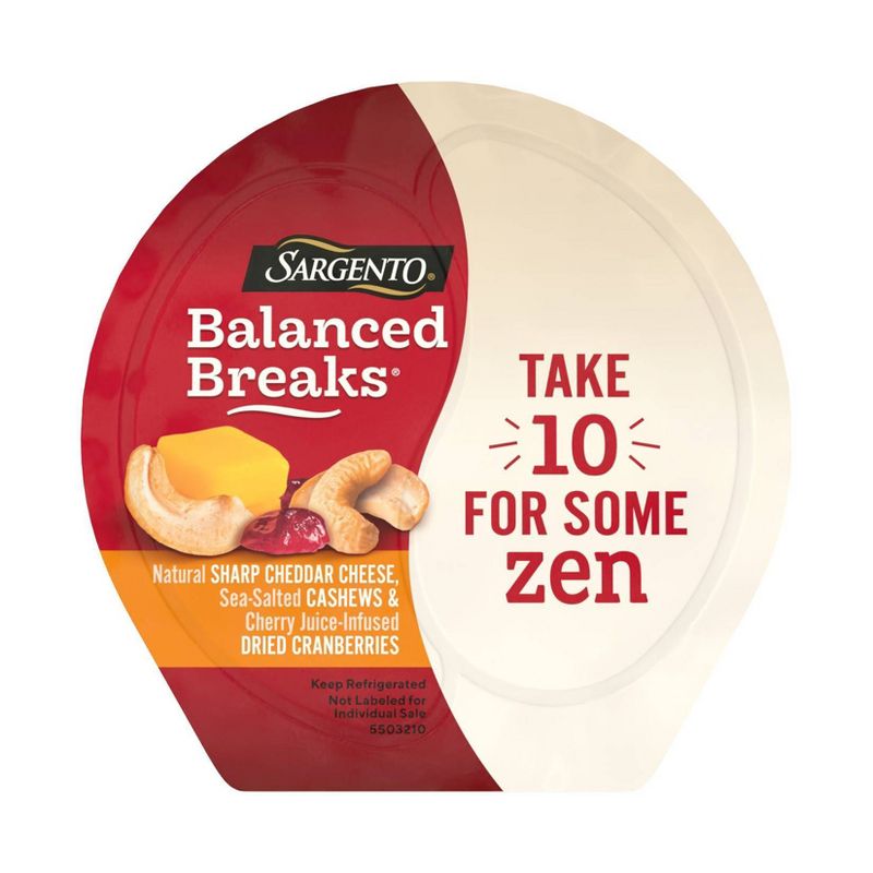 Sargento Balanced Breaks Natural Sharp Cheddar, Sea-Salted Cashews & Cherry Juice-Infused Dried Cranberries - 3pk/1.5oz