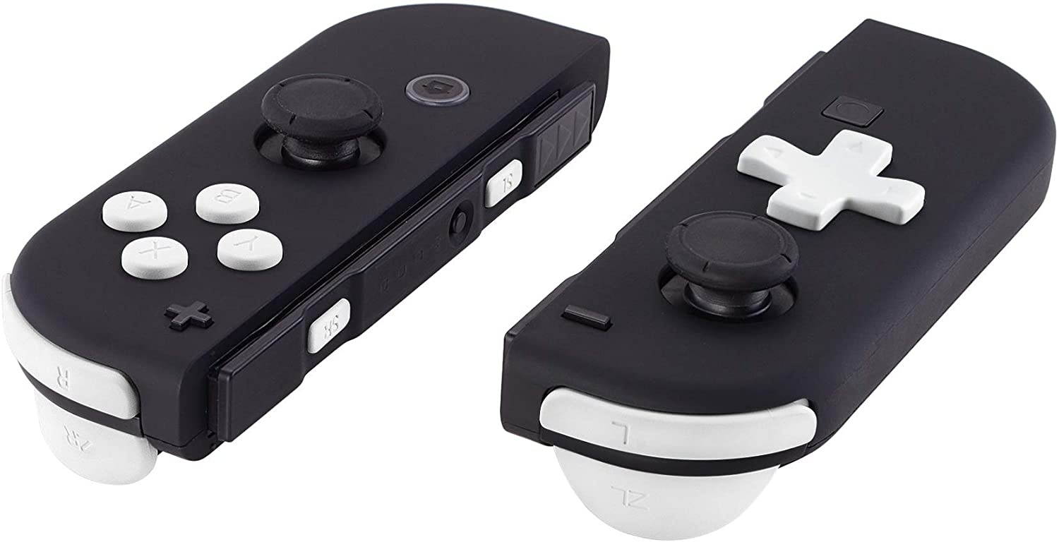 Soft Touch White D-pad ABXY Keys SR SL L R ZR ZL Trigger Buttons Springs, Replacement Full Set Buttons Fix Kits for Nintendo Switch Joycon (D-pad ONLY Fits for eXtremeRate Joycon D-pad Shell)