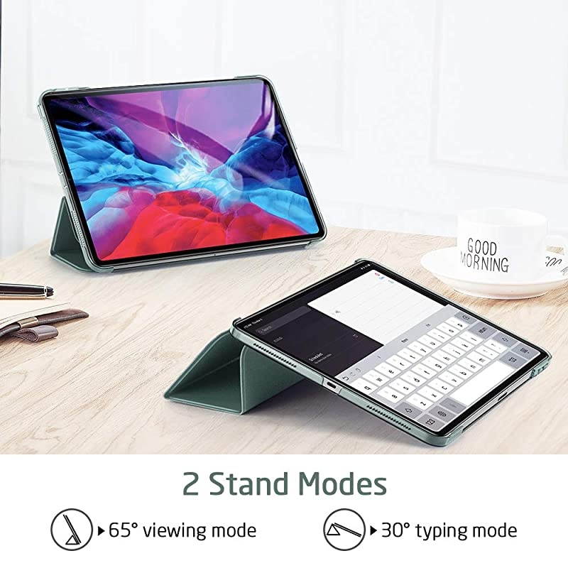 Yippee Trifold Smart Case for iPad Pro 129 2020 2018 Lightweight Stand Case with Clasp Auto SleepWake Supports Pencil 2 Wireless Charging Hard Back Cover for iPad Pro Forest Green