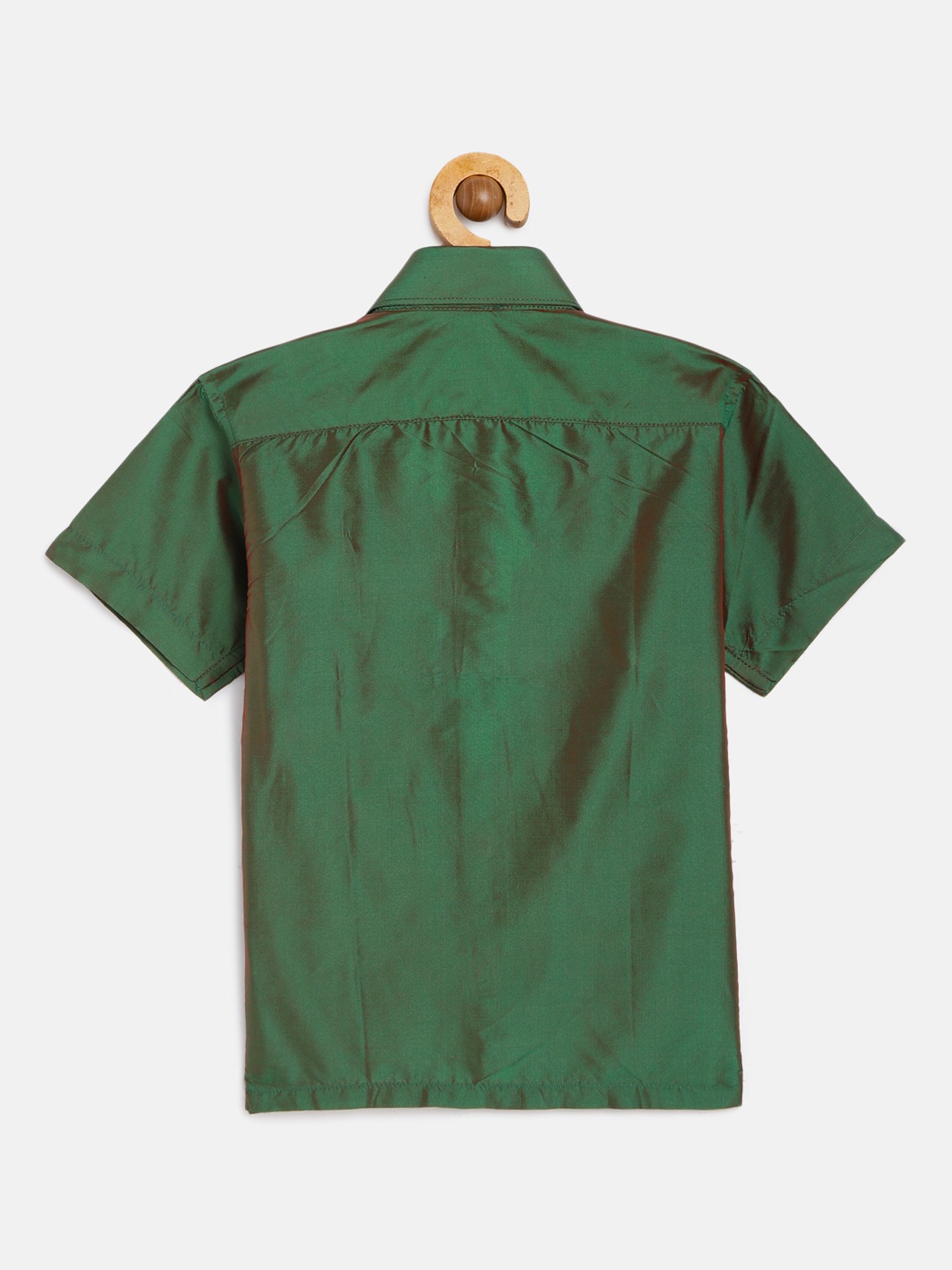 THANGAMAGAN Kids Dark Green Solid Shirt