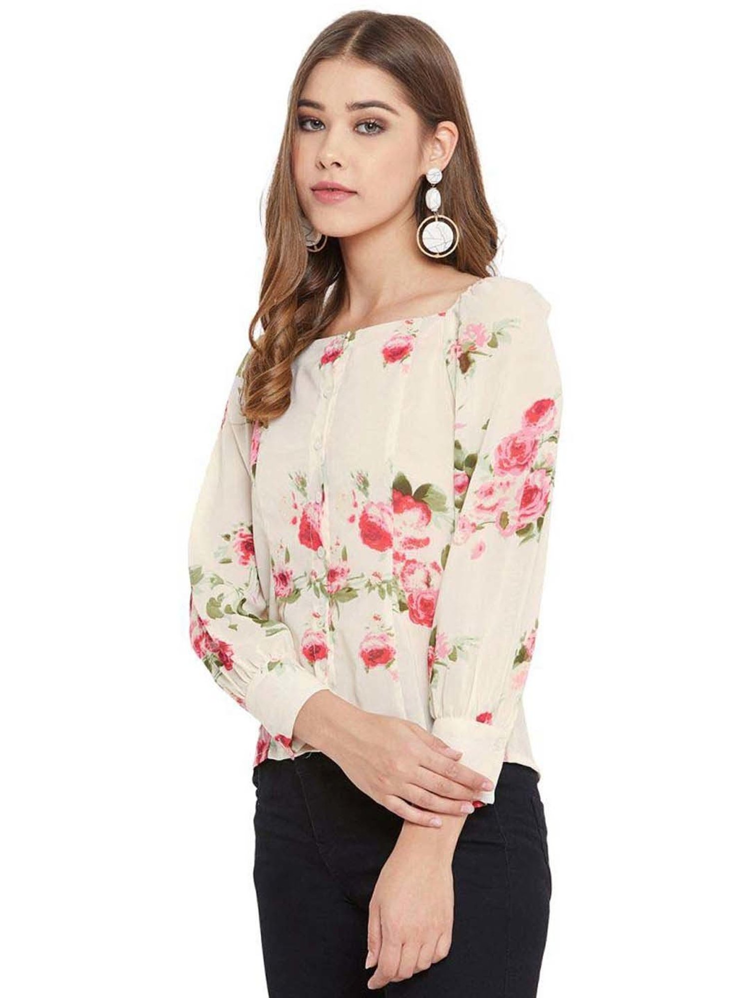 PURYS Off-White Printed Top