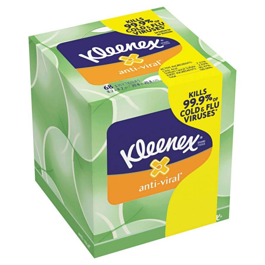 Kleenex&reg; Anti-Viral Facial Tissue, 68 Tissue Per Box, Case Of 27