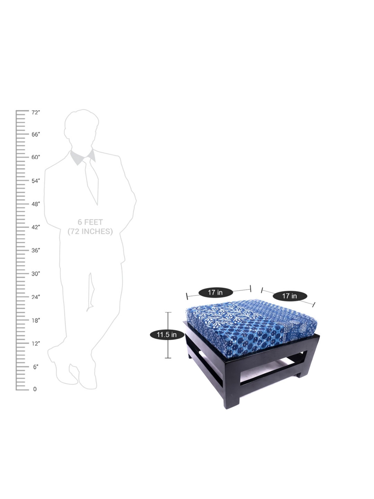 Chumbak Spring Marigold Floral Green Mango Wood Modern Trunk Storage Ottoman