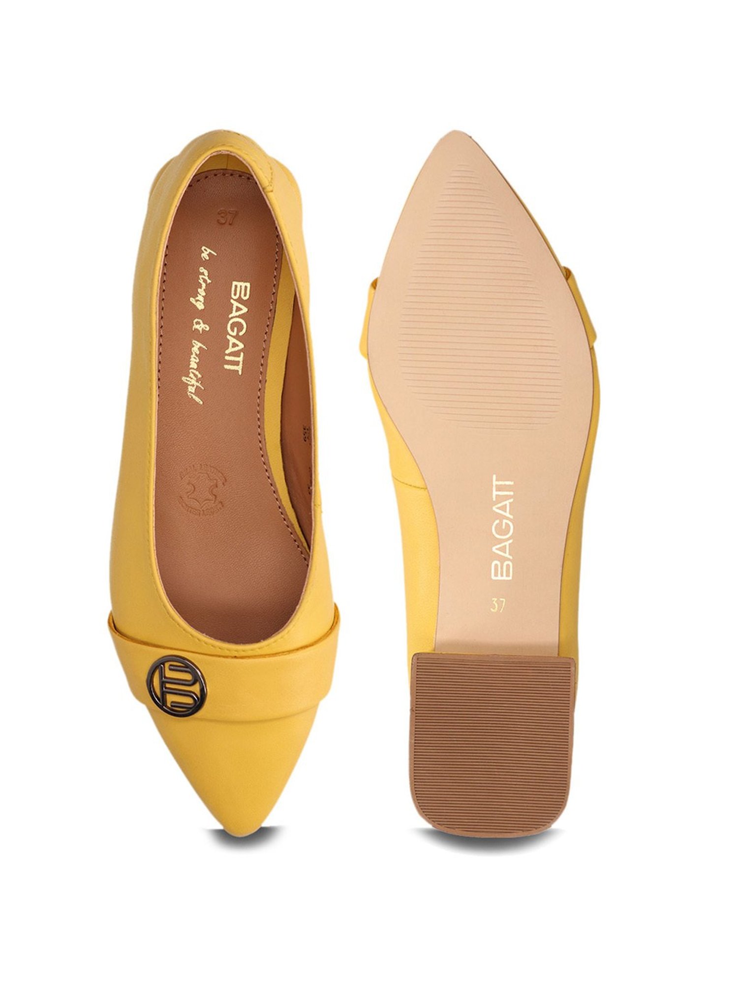 BAGATT Women's Genevi Yellow Flat Ballets
