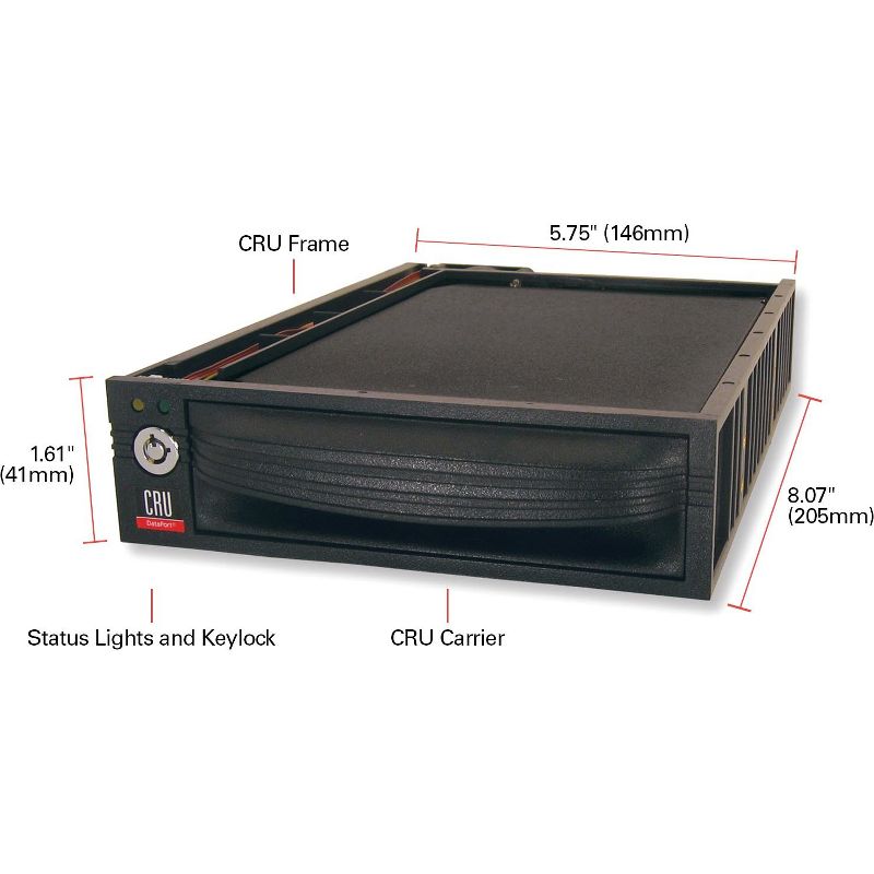 CRU DataPort 30 Removable Drive Enclosure - 1 x 3.5" - 1/3H Internal - Black