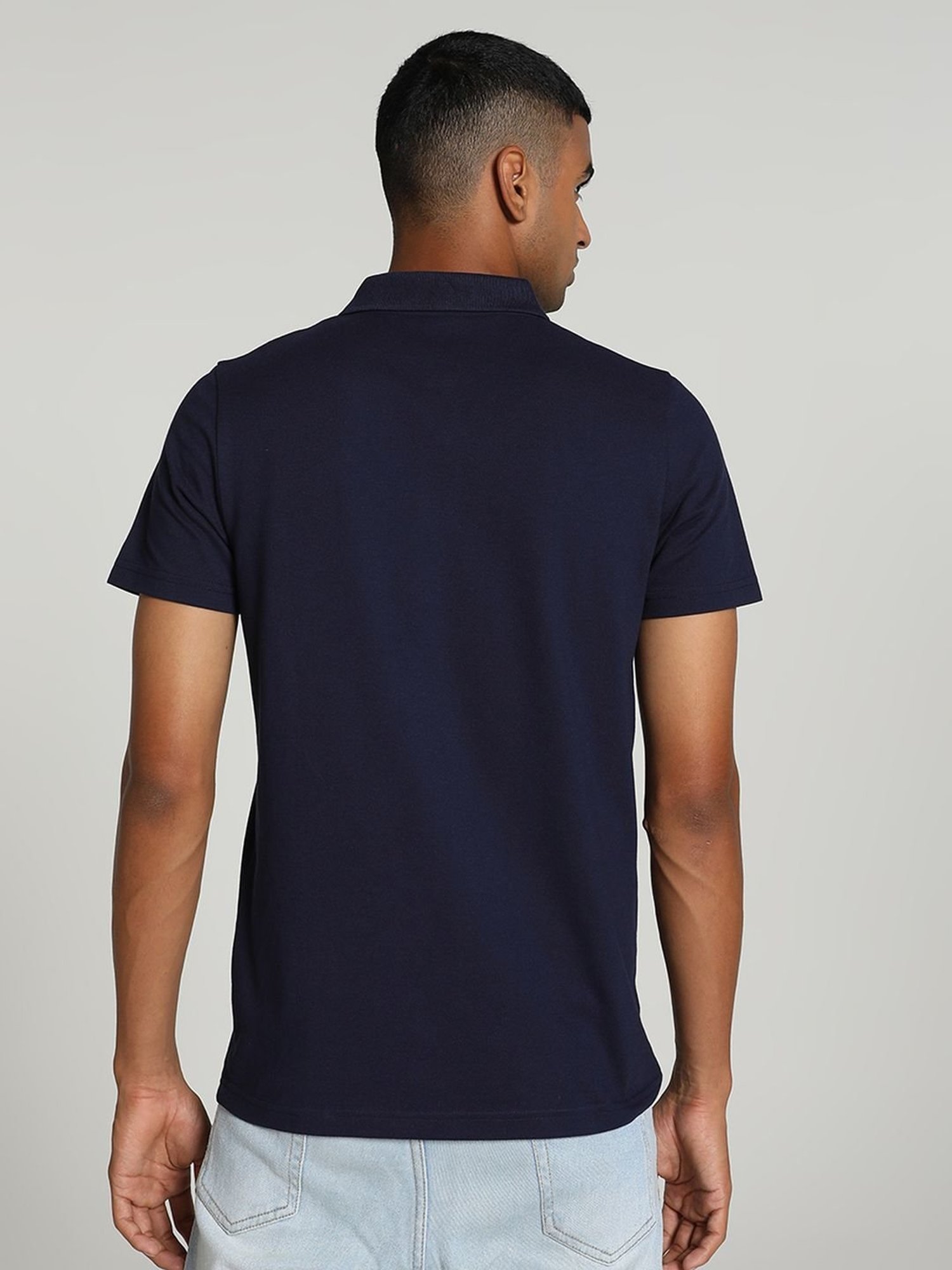 Puma Navy Cotton Slim Fit Polo T-Shirt