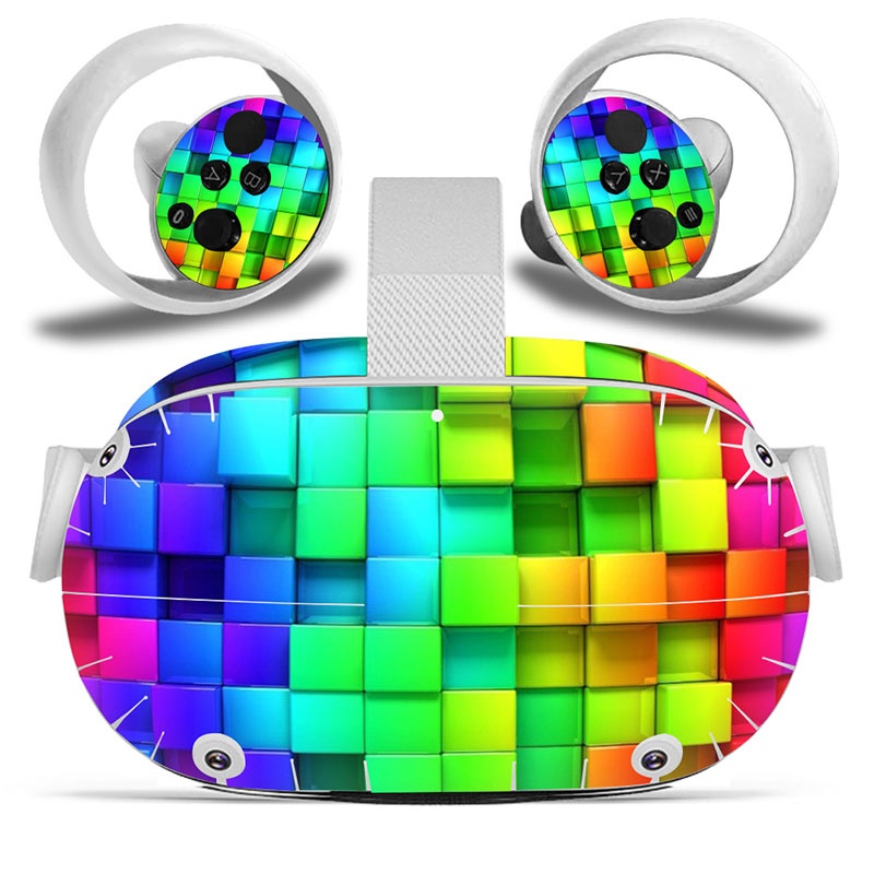 Amify Vinyl Skin Sticker for Oculus Quest 2 VR Headset Controller PVC Decals Cute Cartoon Wrap Cover for Oculus Quest 2 Accessories