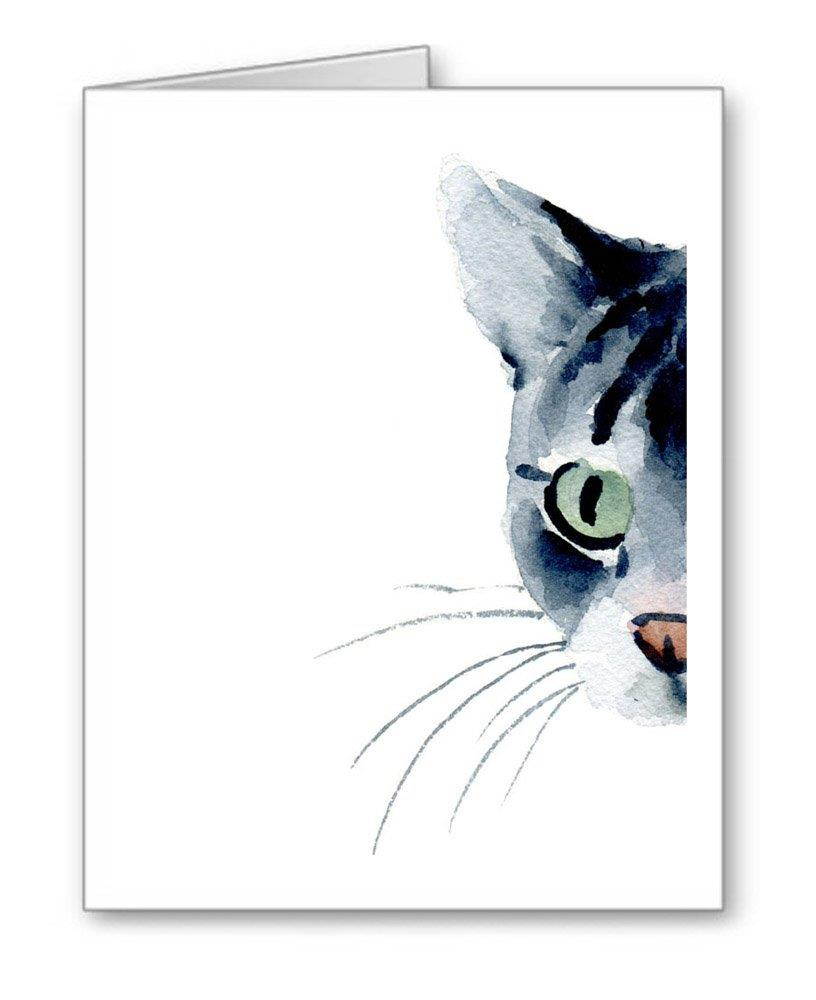 Grey Tabby Cat - Set of 10 Note Cards With Envelopes [Office Product]