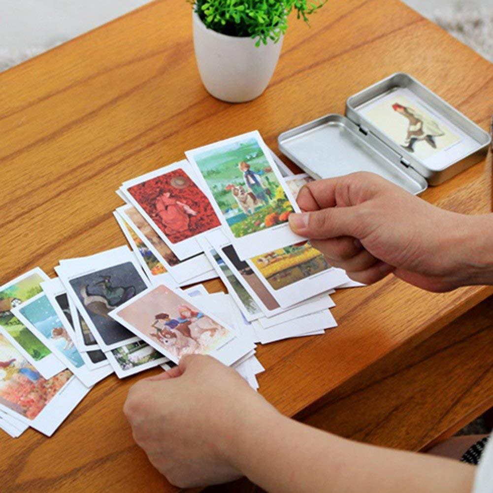 Mini Illustrated Card 40 Instax Mini Cards per Tin Case Decorative & Message Card 2.17" x 3.35" (Anne & Flanders)