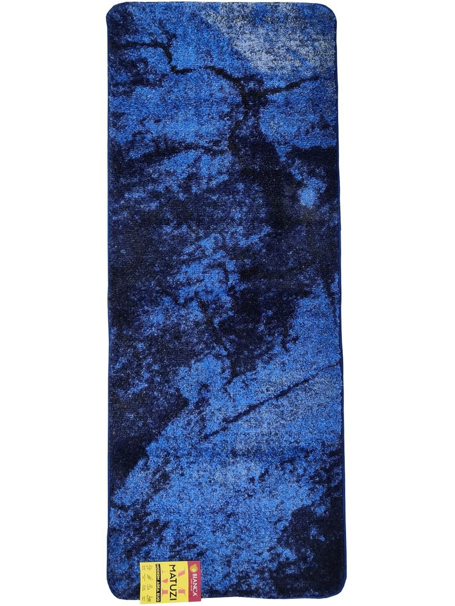 Bianca Blue & Navy Microfibre Non-Slip Rug