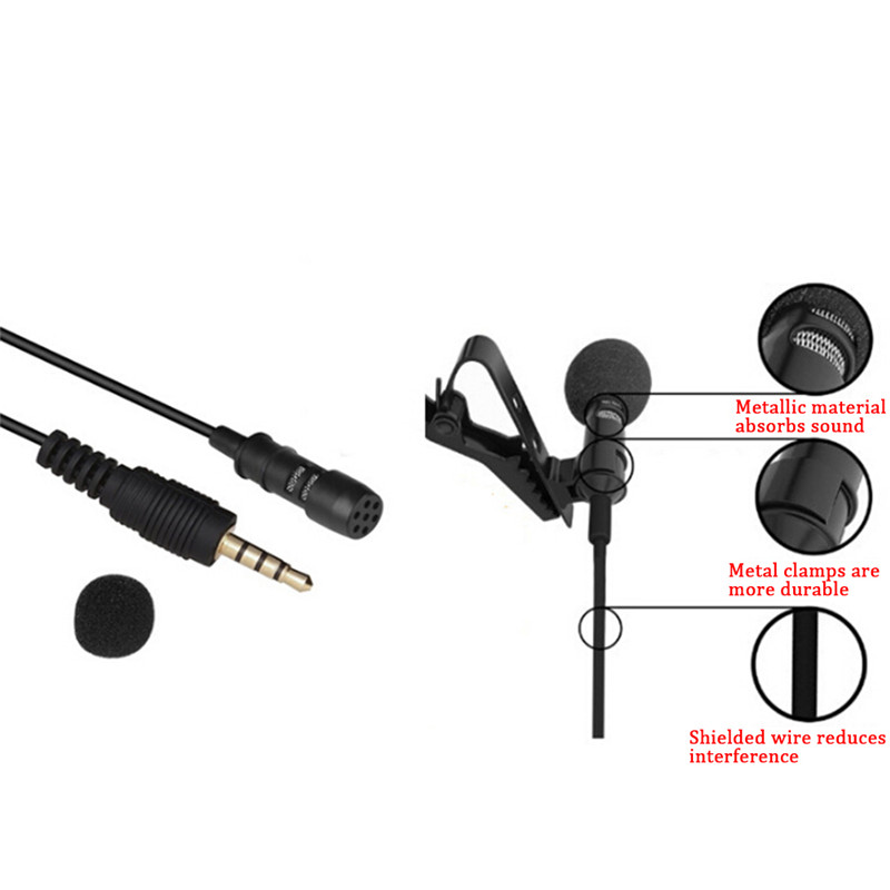 Lavalier Mic Microphone Case For IPhone Smart Phone Recording PC Clip-on Lapel