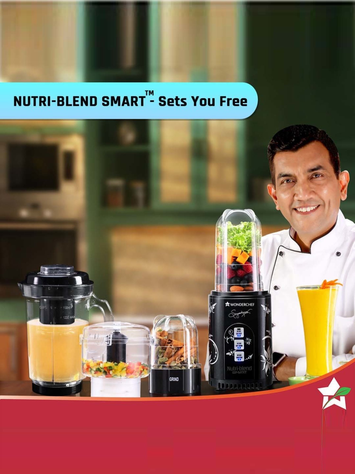 Wonderchef Nutri Blend Smart CKM 500W, 22000 RPM with 4 Jars & Dual Pulse 2-Yr Warranty,Black