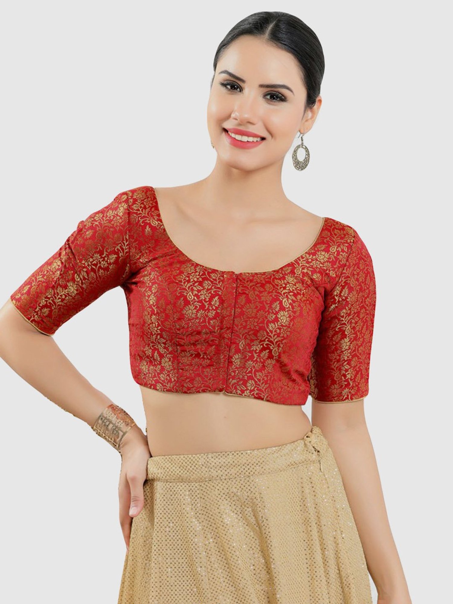 Salwar Studio Red Embellished Blouse