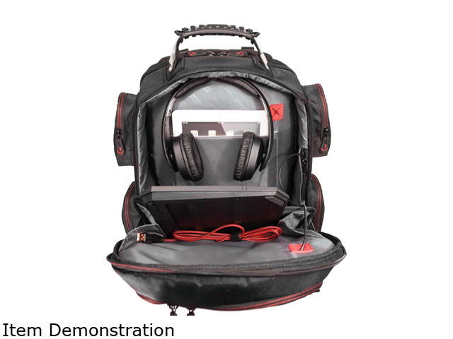 Mobile Edge - Core Gaming Checkpoint Friendly 18.4" Backpack w/Velcro Front Panel - Black with Red Trim