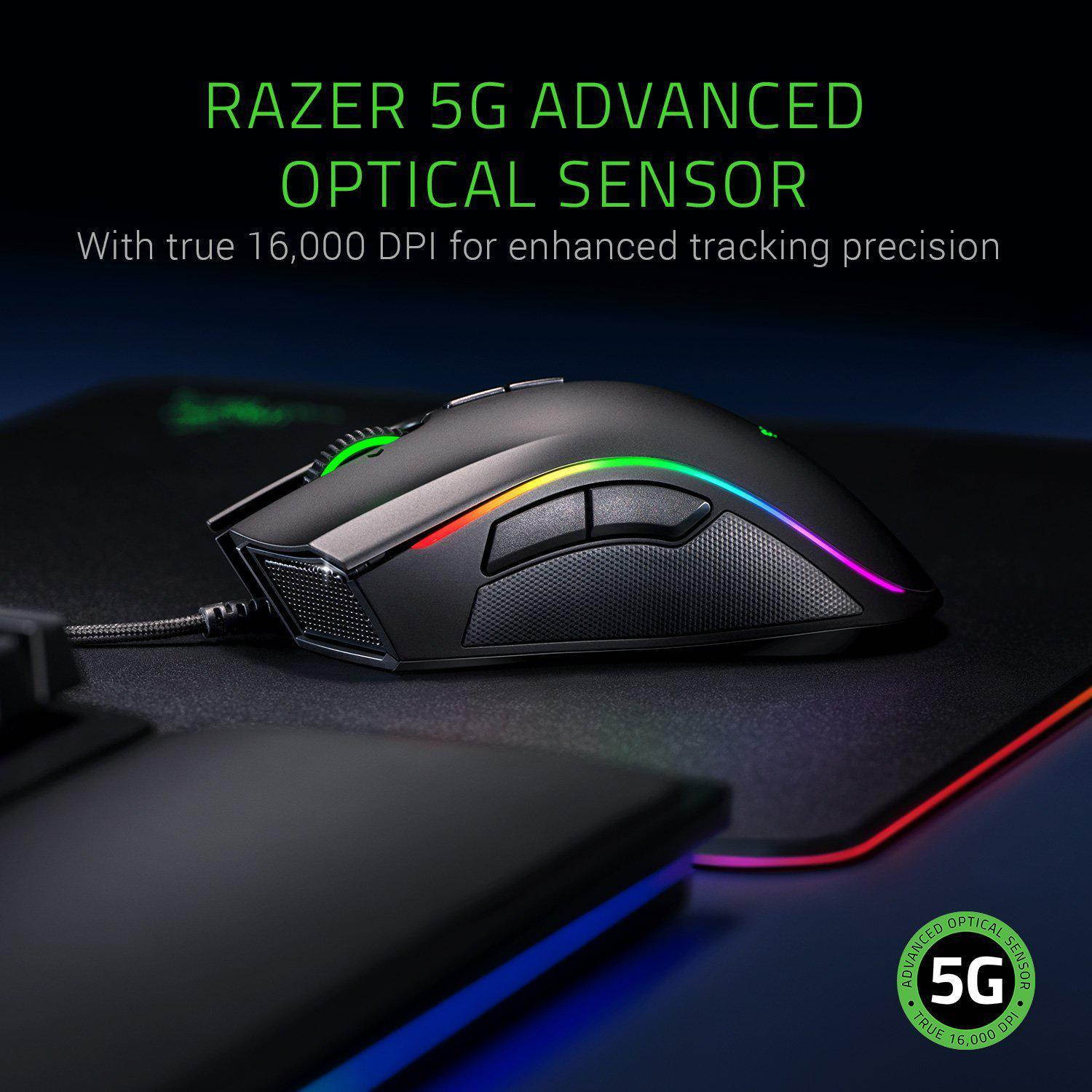 Razer Mamba Elite Advanced Ergonomics Gaming Mouse - 16,000 DPI Optical Sensor