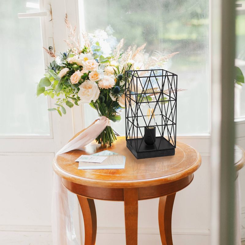 Metal Geometric Square Table Lamp Black - Simple Designs