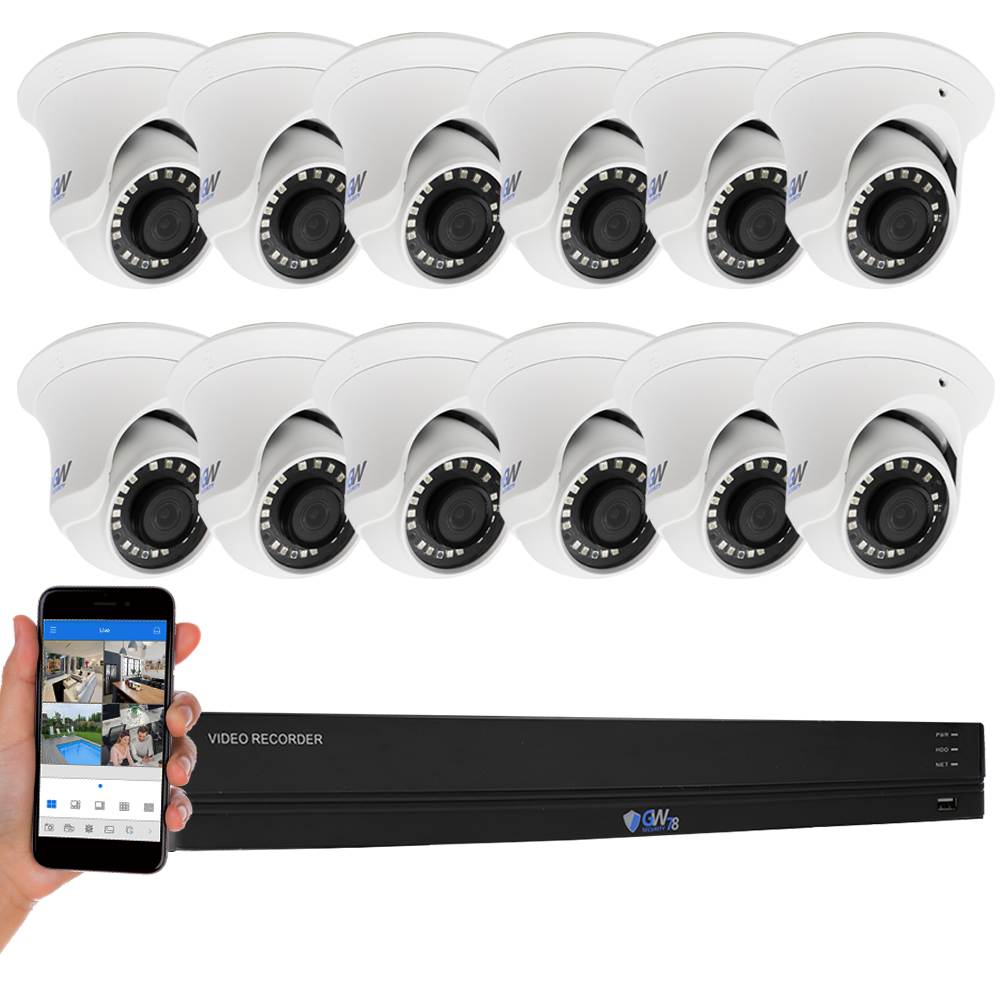 GW Security 16 Channel 4K H.265+ CCTV DVR Security System with (16) x HD 8MP 2160P Waterproof 4K Dome Security Cameras, 100ft Night Vision, 4TB Hard Drive, Smart Motion Detection, Plug & Play