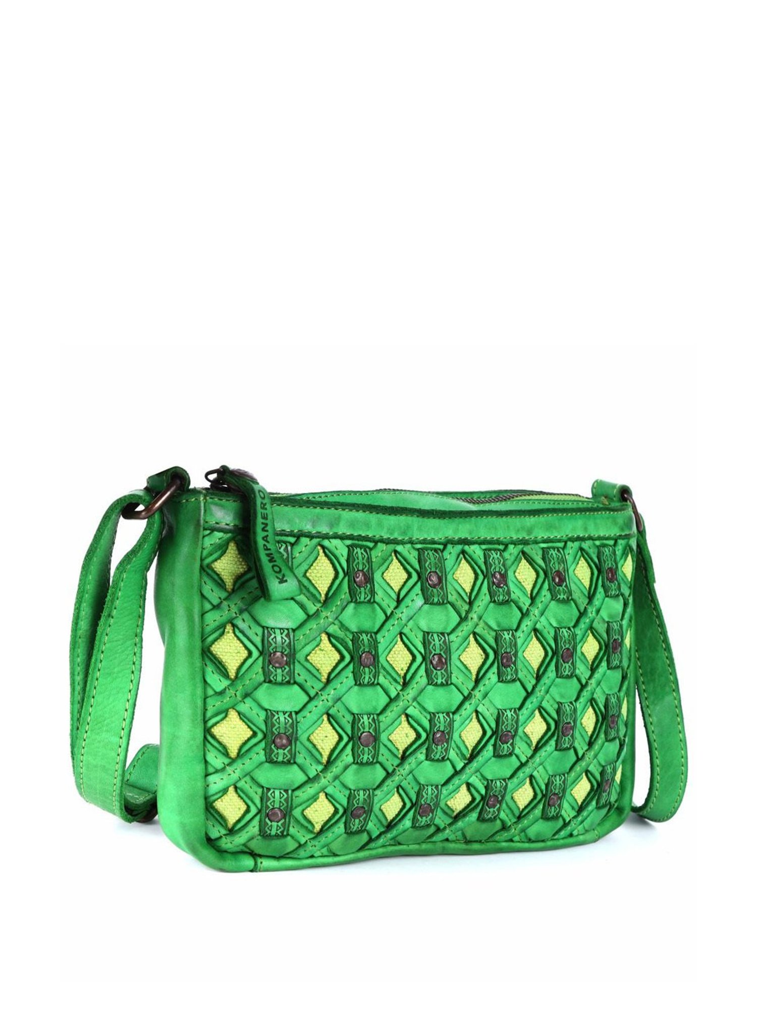 KOMPANERO Valentina Light Green Leather Textured Sling Handbag