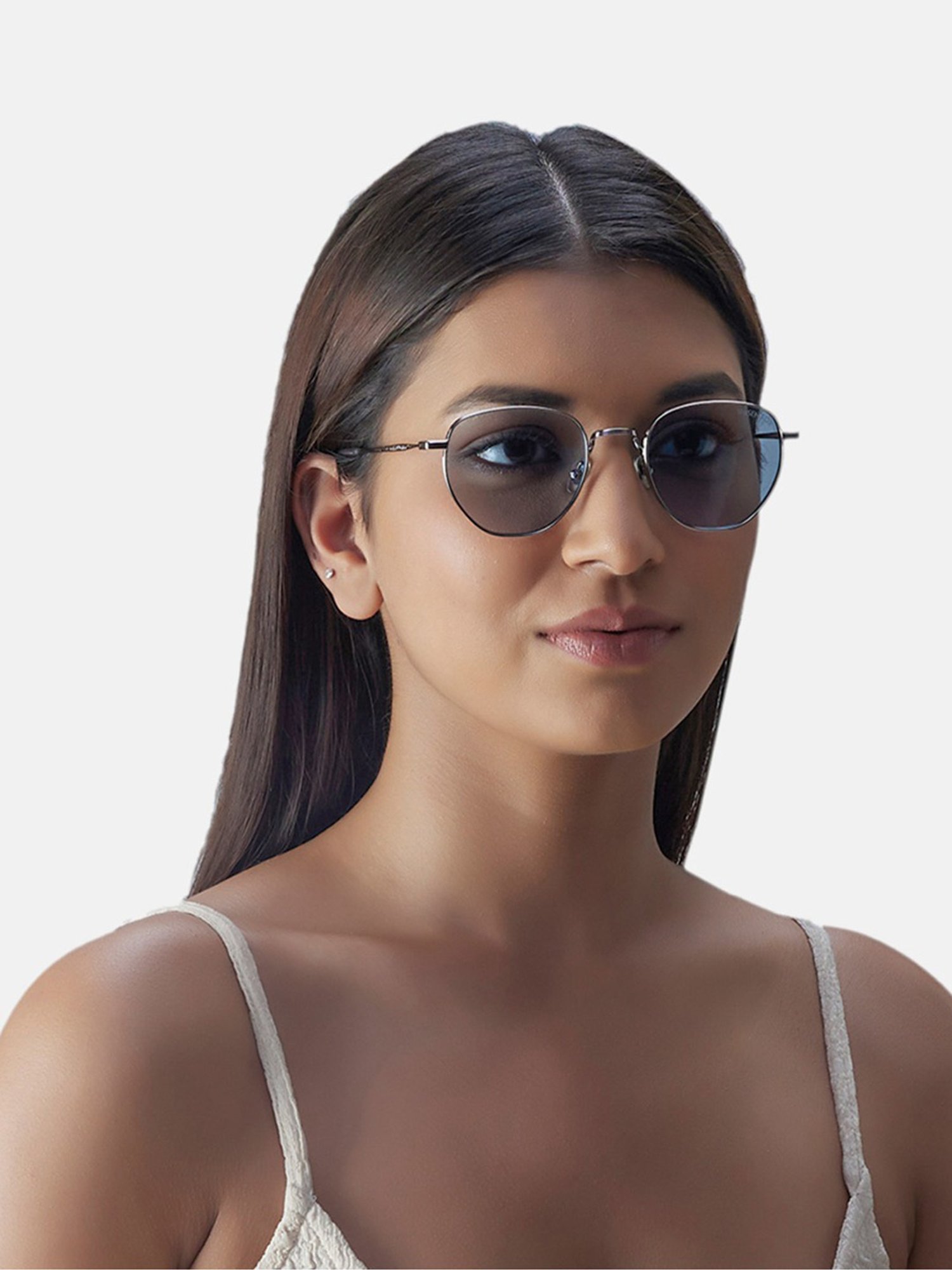 Shisen Fox Fuji Gun-Light Blue Round Unisex UV Protection Sunglasses -50 mm