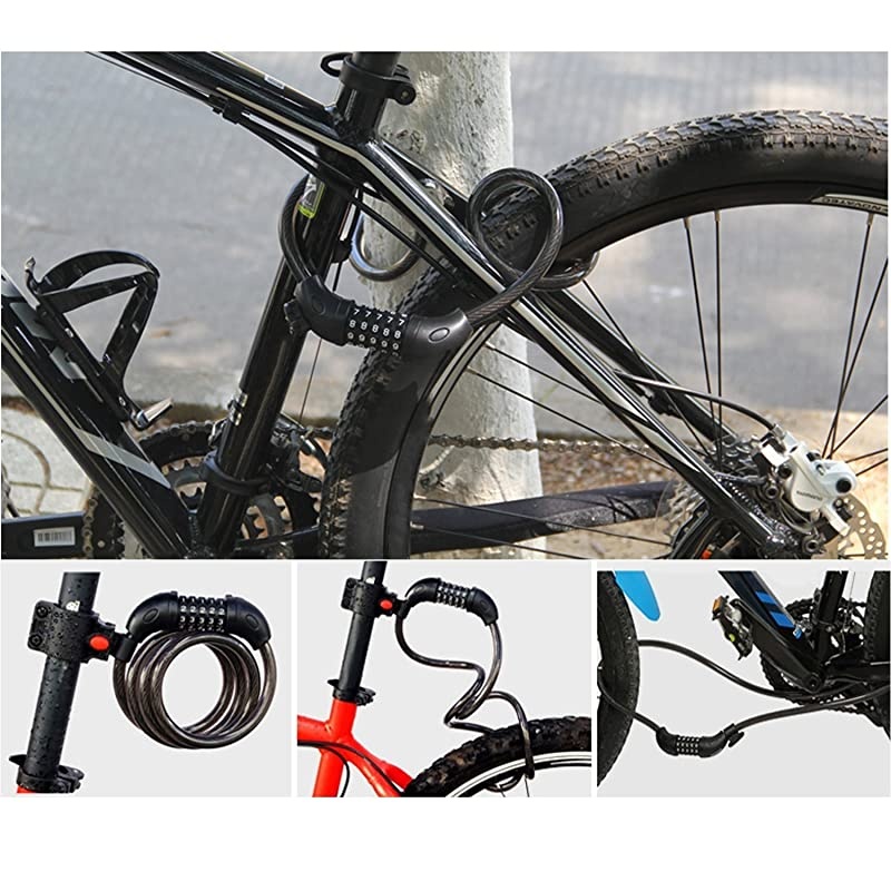 Bike Lock CableHigh Security 5 Digit Resettable Combination Self Coiling Cable Bicycle Lock with Complimentary Mounting Bracket12mmx12m 12 Inch x 4 Feet AntiTheft Bike Locks Black