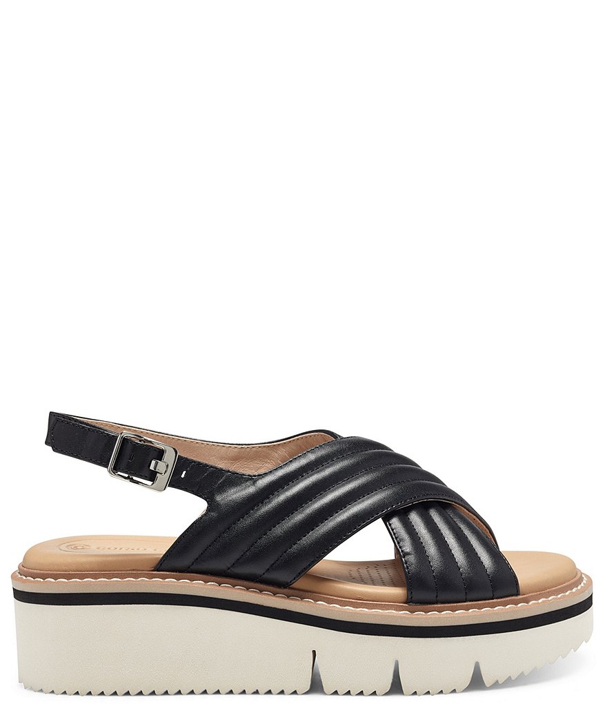 CC Corso Como Lana Leather Cross Band Wedge Sandals