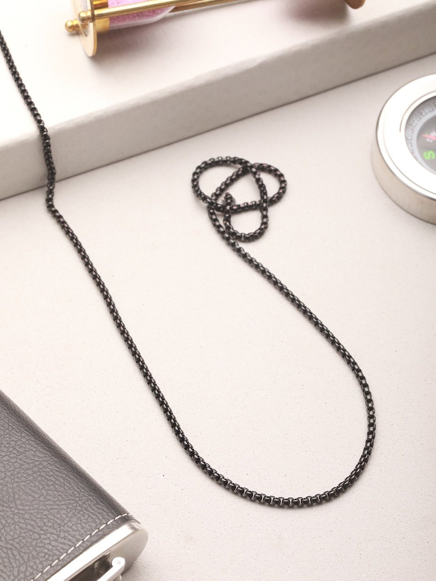 Aatmana Men Black Stainless Steel Chain