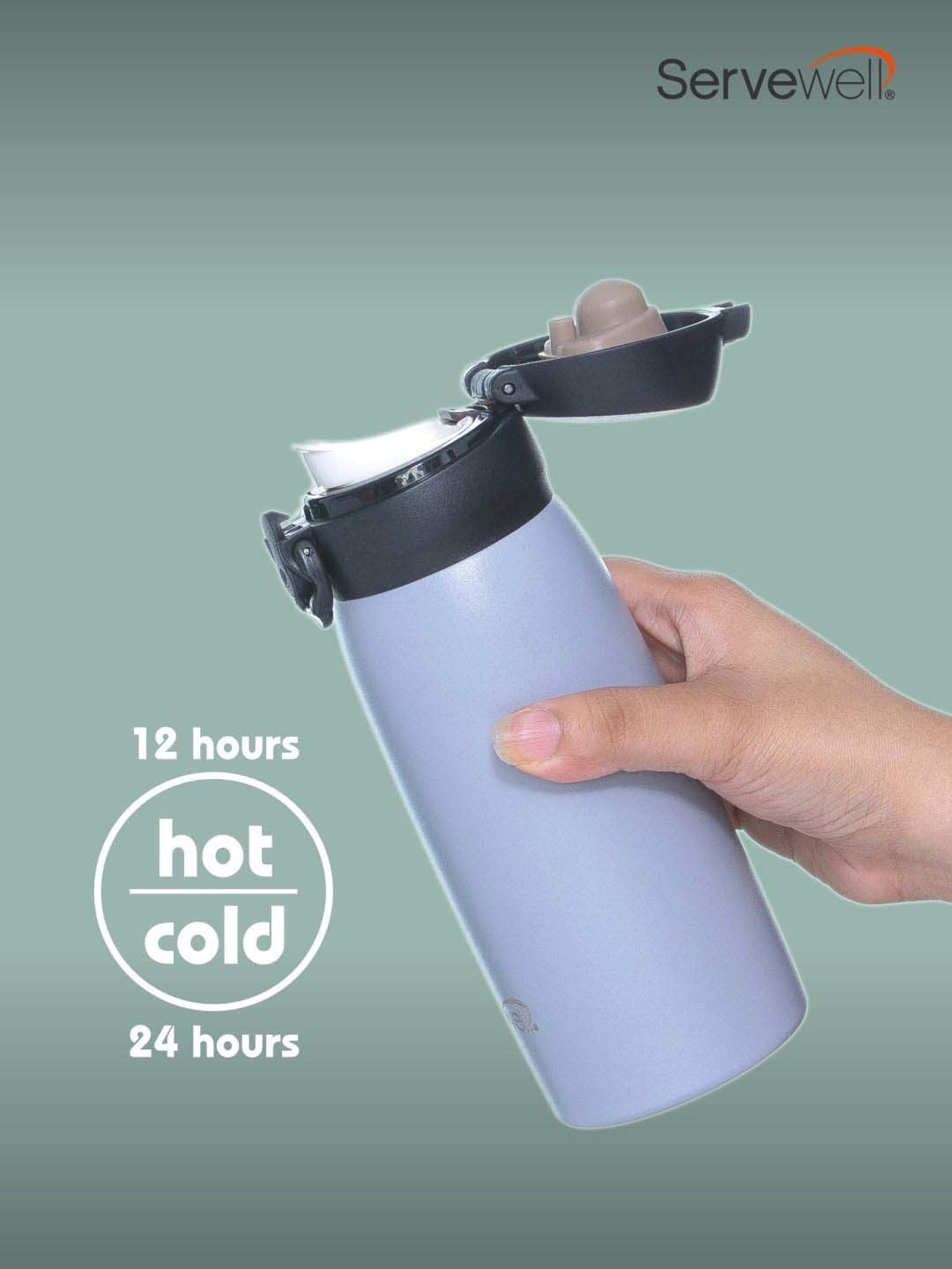 Servewell Dolphin Grey Steel Pride Vacuum Bottle (0.415 L)