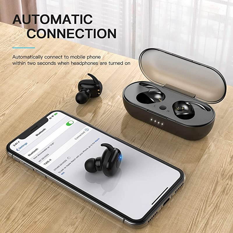 Earbuds Bluetooth 50 Headphones inEar SweatProof Stereo Earphones with Portable Charging Case Mic