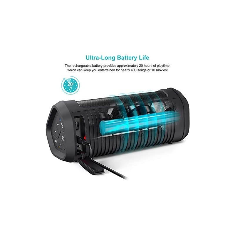 Boost Portable Waterproof Bluetooth Speakers with Premium Stereo Sound IP67 20 Hours Playtime 100 ft Range Builtin Power Bank and Mic True Wireless Stereo Loud Wireless Speaker